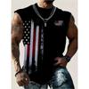 Summer Men's Vest Five-pointed Star Printed Round Neck Clothing Sleeveless T-shirt Large Size Daily Sports Fitness Running Top