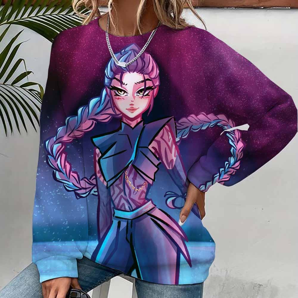 New Fashion Long Sleeve Round Neck Anime K-Pop Demon Hunters Printed Hoodie Sweatshirt Street Wear Women Sweatshirt Huntrix Kpop