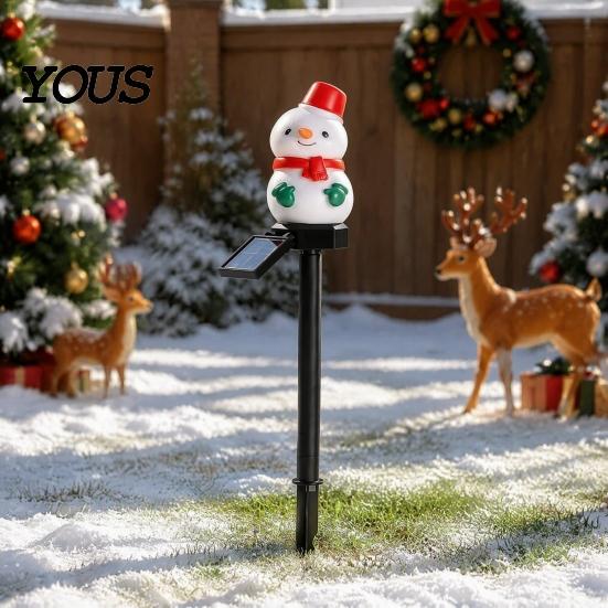 Weather Resistant Landscape Lighting Christmas Solar Stake Lights, Santa Snowman Tree Figurine Lawn Powered Yard Gifts Waterproof Warm LED Lights