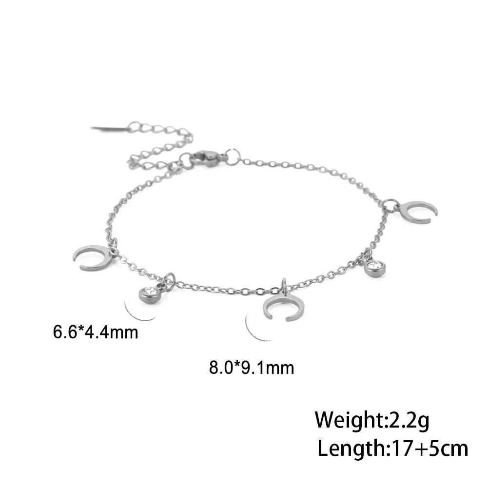 Lucktune Moon Star Tassel Charms Bracelet Stainless Steel Cross Lightning Trendy Chain Bracelet Women Boho Jewelry Wedding Gift 17-22cm