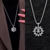 Shiny Zircon Flower Rotatable Pendant Necklace for Women Men Long Stainless Steel Chain Jewelry Gifts