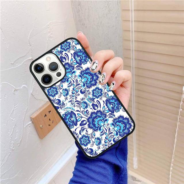 Khokhloma Russian Pattern Flower Cover For iPhone 17 Air 15 16 14 13 12 Pro Max 11 Pro Max Plus Phone Case Coque