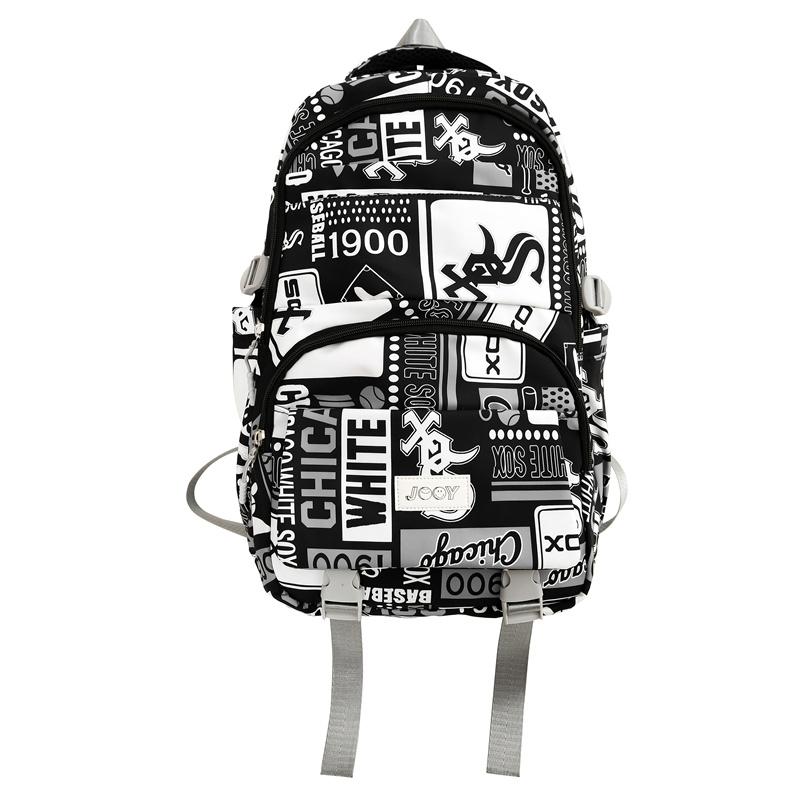 

Рюкзак для учнів середньої школи великої місткості. Чоловічий шкільний рюкзак із графіті. Жіночий рюкзак чорний