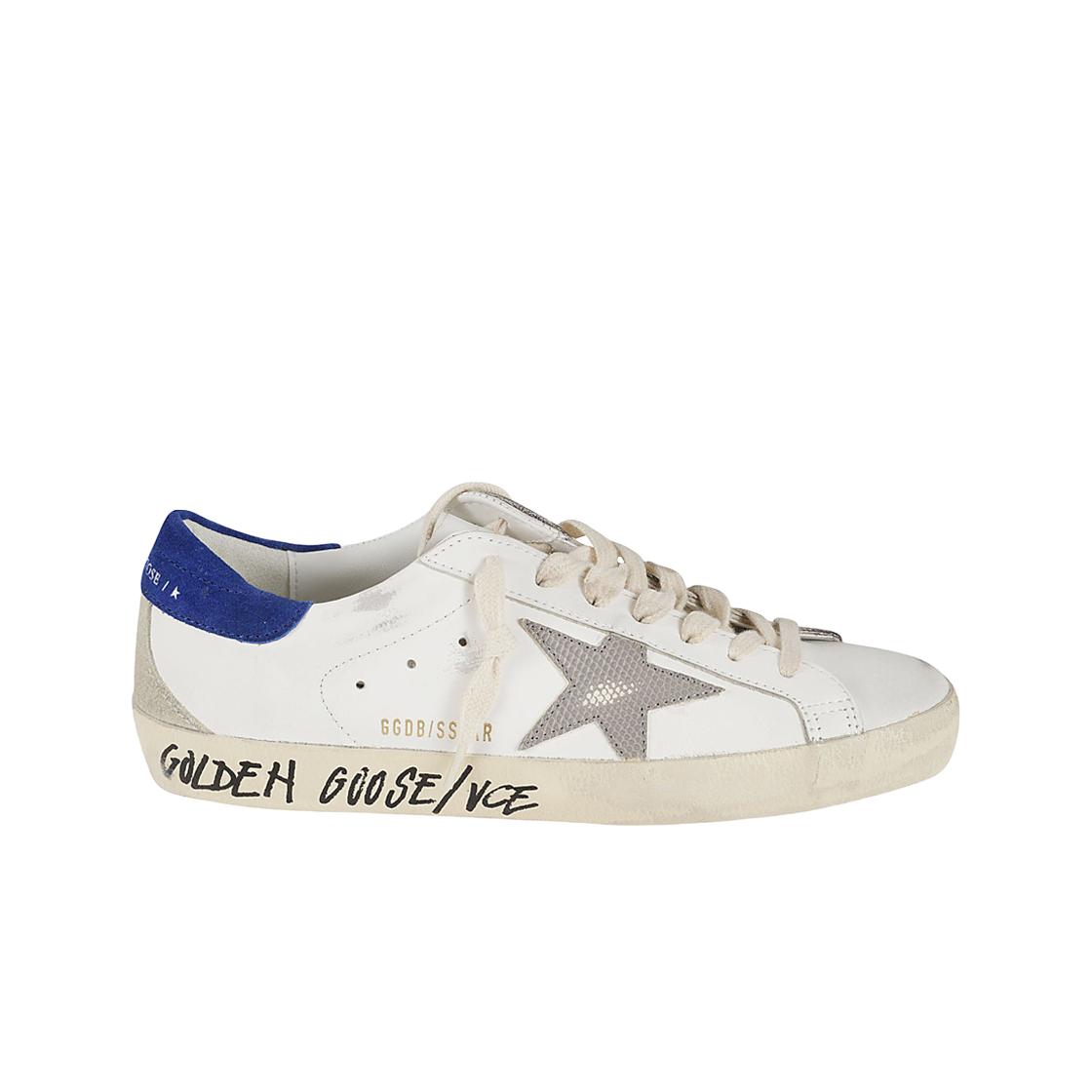 

Golden Goose Superstar White Blue Heel Tab Sneakers 42