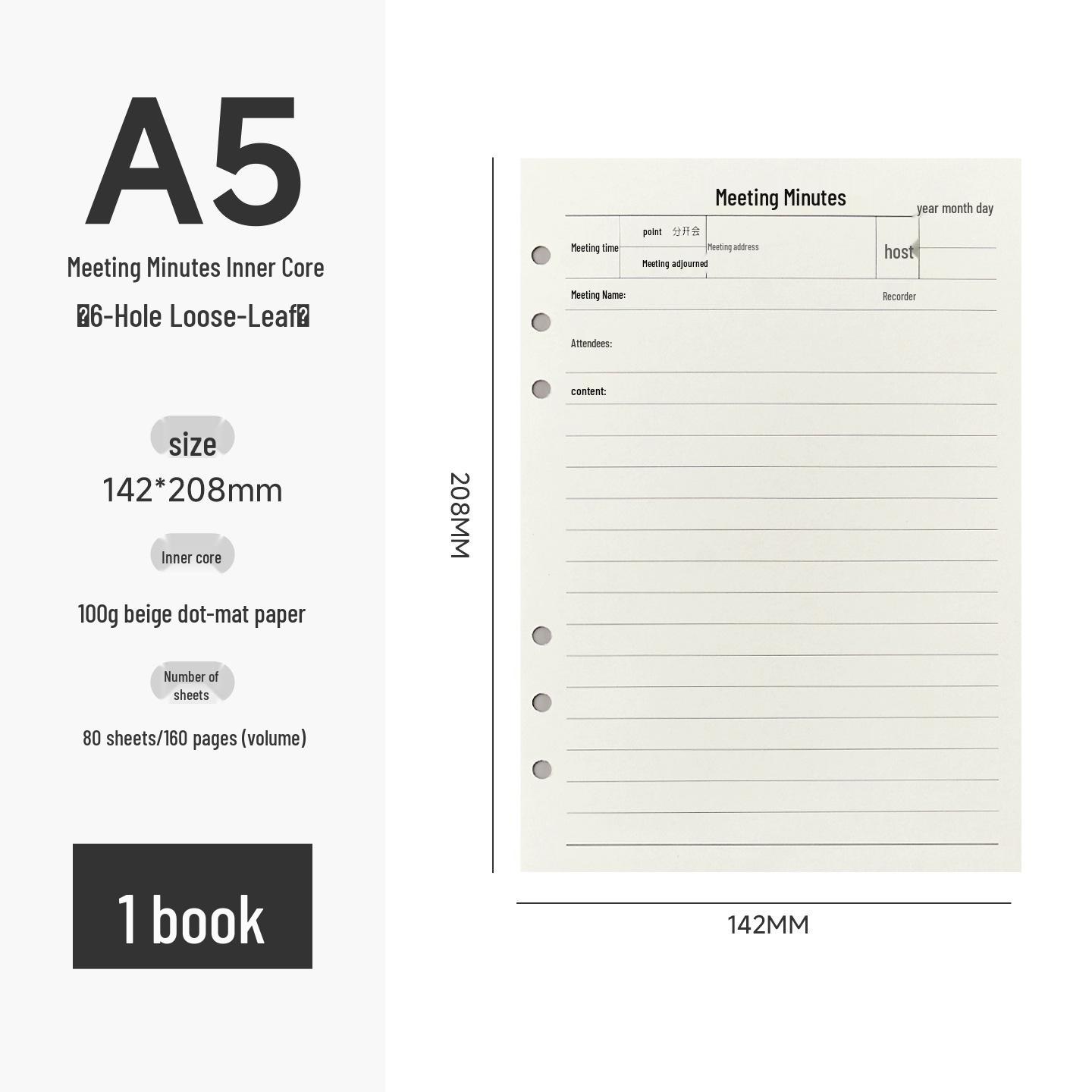 A5/B5 Loose-Leaf Notebook Refill - Customizable Lined & Blank Pages for Business Office