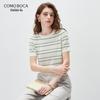 Komang Boca Women's Silk Blend Striped Knit T-Shirt