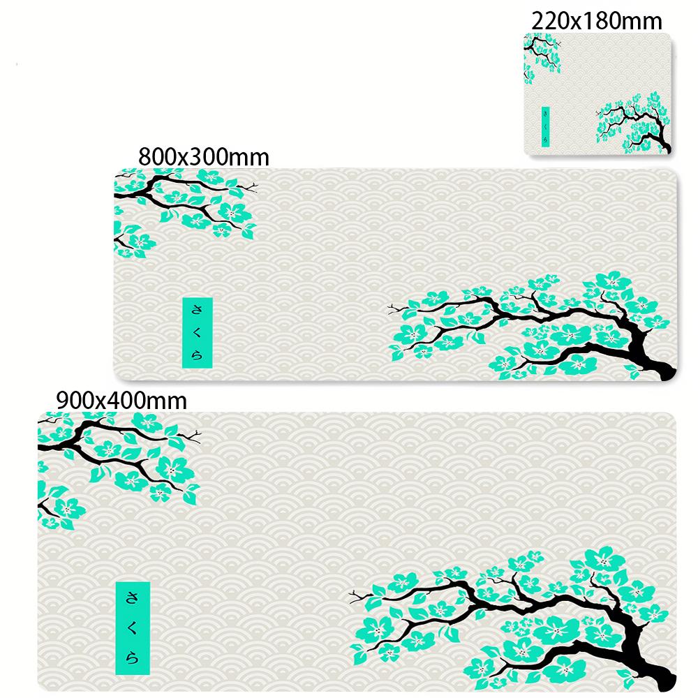 Green Cherry Blossom Office Carpet XXL x Mouse Pad For Computer Keyboard Laptop Gaming long Big Mousepad White Mice Mats