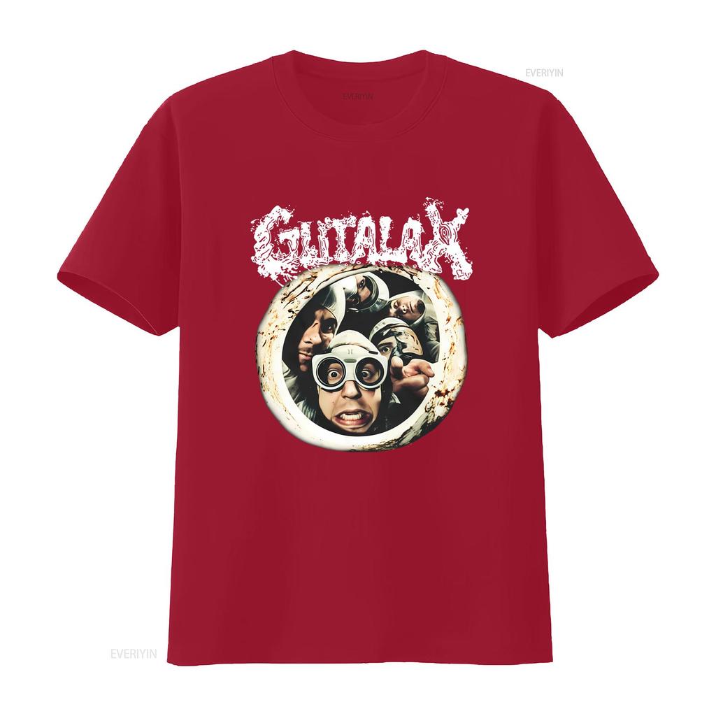 Heet Vintage Gutalax Band Print Zwart T-shirt Alle Maten Beschikbaar vintage Gewassen mode Elastisch grafisch Top Voor Dagelijks Gebruik