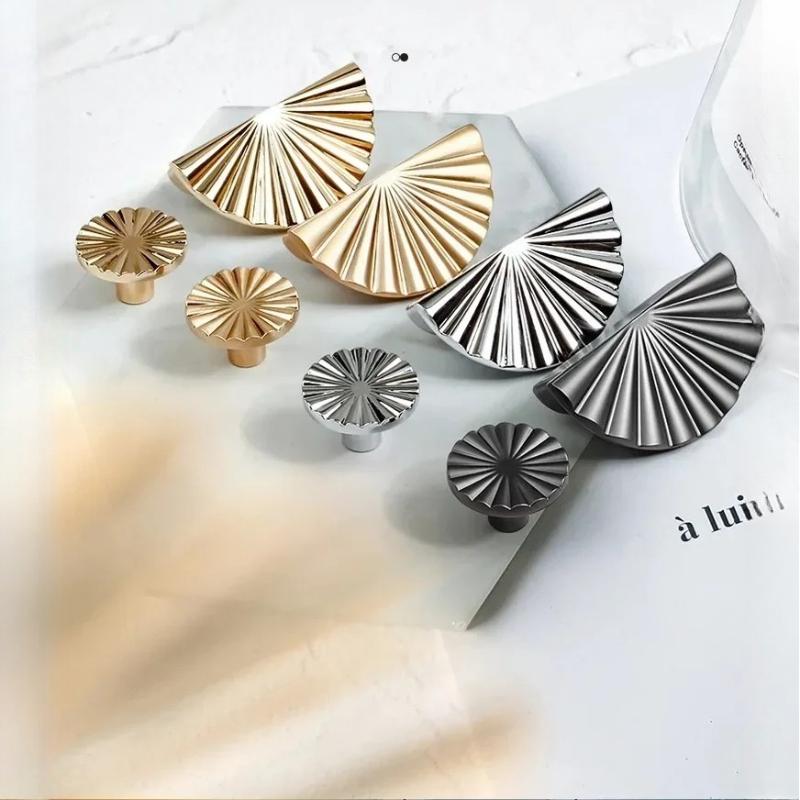 Cupboard Closet Wardrobe Door Knobs Pulls for Furniture Kitchen Storage Drawer Home Gold Flower Cabinet Handles