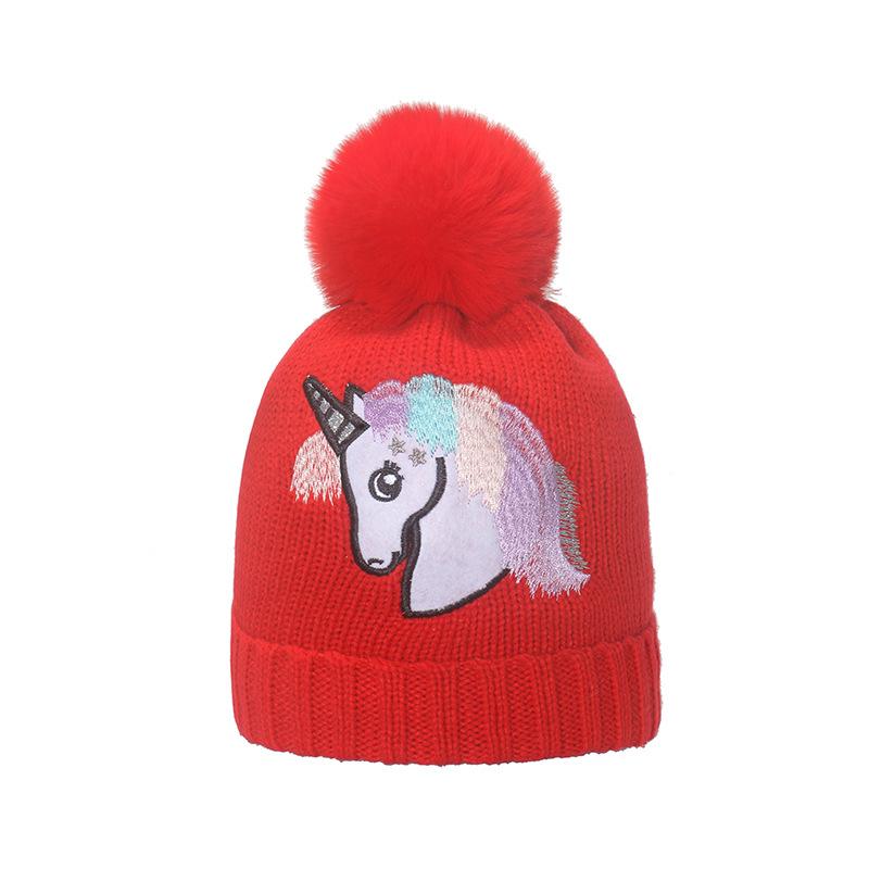 Winter Hat Children Autumn and Winter Warm Wool Hat Cute Ear Hat Unicorn Embroidery Knitted Hat Women 2025
