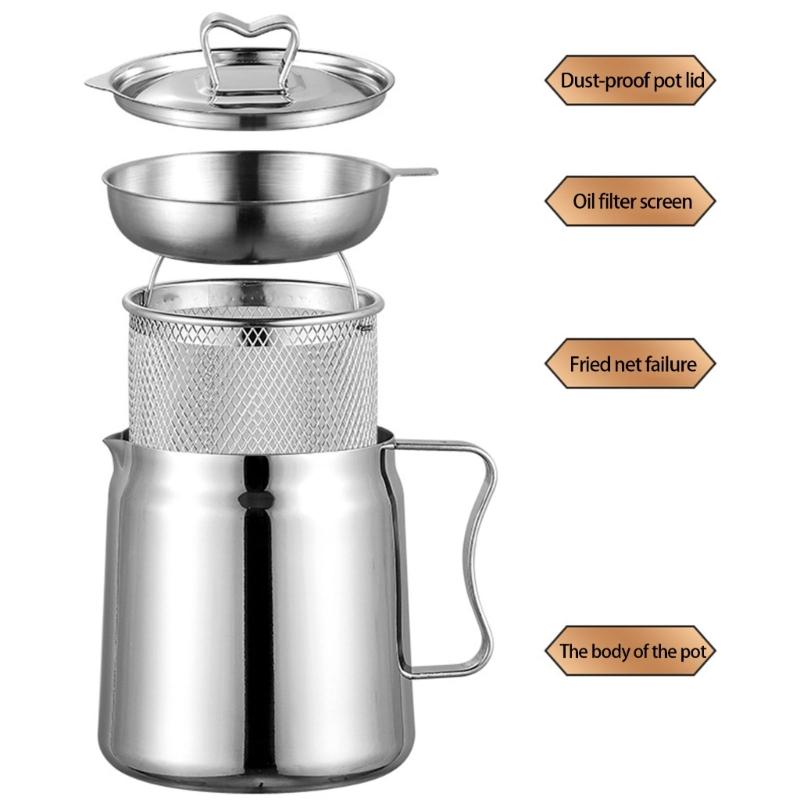 Lebensmittelechte Öl-Abtropfkanne Mit Abnehmbarem Deckel Und Frittierkorb Langlebiges Küchenwerkzeug Für Zuhause Restaurant