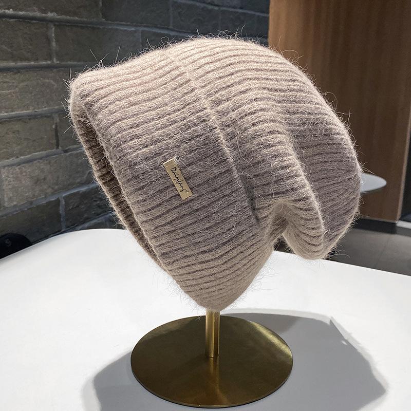 Big Head Circumference Knitted Wool Hat Winter Hat Women's Ear Protection Warm Headgear Fashion Versatile Stacking Hat