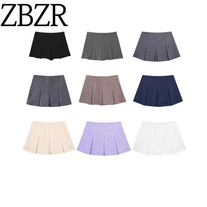 Za Spring New Arrivals Women's Clothing Zr European and American Style Fashion High Waist Slimming Wide Pleated Skirt Mini Skirt 7385524