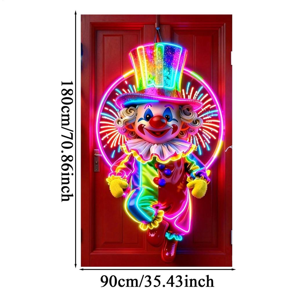 Carnival Door Banner 35.4x70.8 Inches Cartoon Holiday Backdrop Front Door Banner For Storefront Entrance Party Apartment School