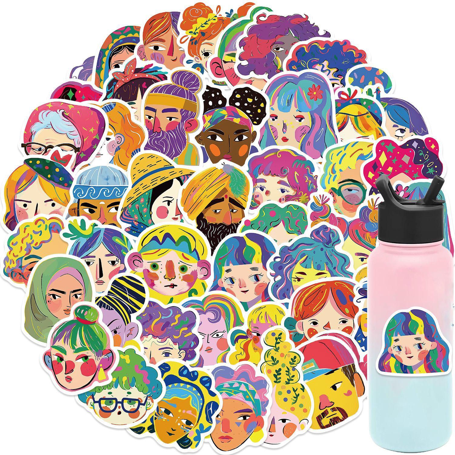 

50 Cartoon Abstract Characters Doodle Stickers Decorative Guitar Notebook Suitcase DIY Waterproof Stickers