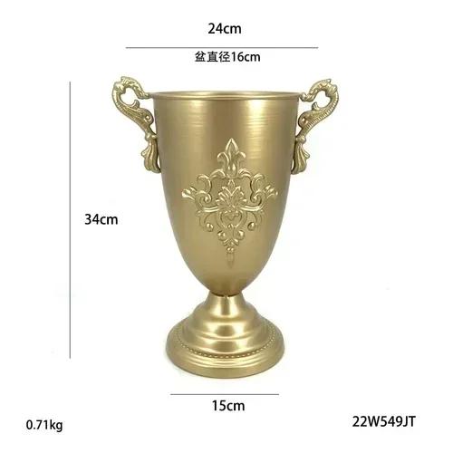 Golden Home Tabletop Floral Arrangements Wedding Atmosphere Decoration Floral Arrangements Green Plant Flower Vase Flower Holder
