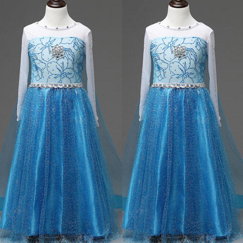 Belle Princess Cinderella Dress Girls Kids Party Cosplay Fancy Costume Dress 