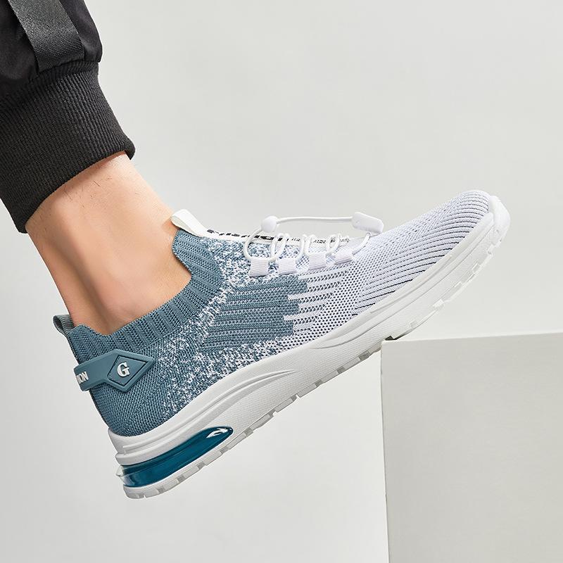 Autumn new products men's single shoes fly-woven socks casual shoes soft sole light air cushion sports shoes