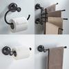 Bathroom Bath Toilet Paper Holder Robe Hook Bathroom Retractable Towel Hanging Rod Black Zinc Alloy EL852