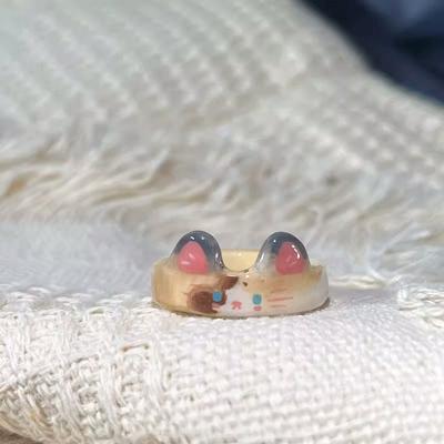 Cartoon Cute Cat Ring For Children Personality Design Funny Korean Sweet Girls Finger Rings Exquisite Jewelry