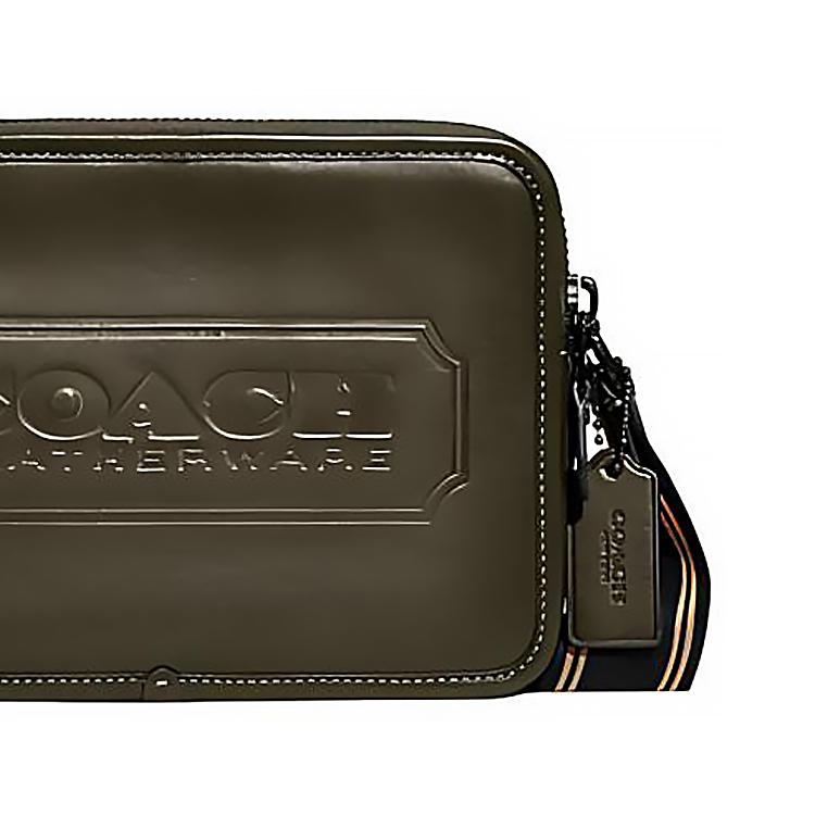 Coach Charter 24 Four Slot Double Zipper Closure With Internal Zipper Pocket Leather Shoulder Crossbody Bag Medium Men bags Olive-Green CC078-ARY