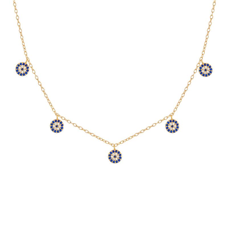 Bohemian S925 Sterling Silver Simple Turkish Blue Eyes Fashion Demon'S Eye Design Necklace