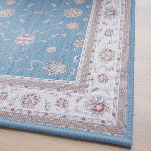 Okato Khastan Interior Mat, Kitchen Mat, Entryway Mat, Washable, Non-Slip, 45cm X 120cm, Blue