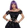 Gothic Black Jacquard Waist Cincher Corset with Leather Trim