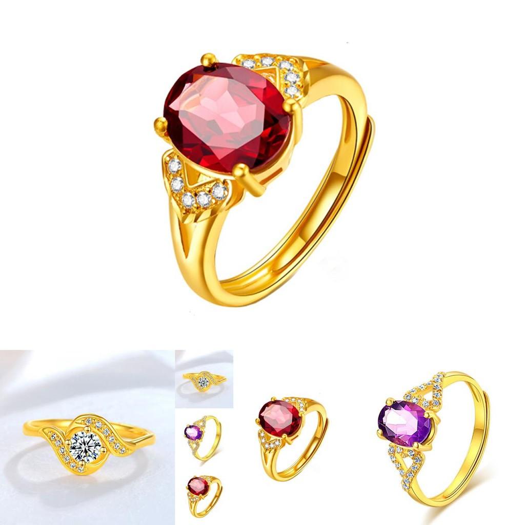 Beautiful Adjustable Womens Ring Featuring Purple Amethyst And Glittering Diamond Accents