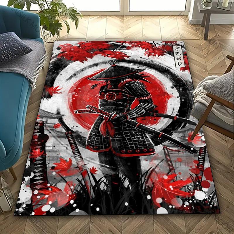 Bushido Spirit Slavnostní Samurajské Vzory Koberec Ložnice Obývací Pokoj Kancelář Velká Protiskluzová Podložka Domácí Dekorace Koberec Pěkný Dárek pro Přátele