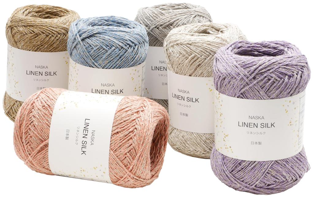 NASKA Hand Knitting Linen Medium 172m Yarn, Silk, Fine, COL. 513, Blue, 54% Linen, 46% Silk, Approx. 40g,