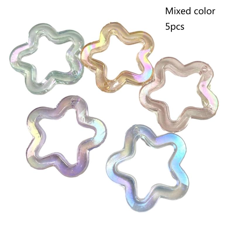 5Pieces 31mm Small Star Shape Pendant with Hole Crystal Star Loose Beads for Jewelry Making DIY Crfat Muitcolor Beads