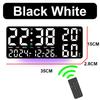 Large Digital Wall Clock with Atmosphere Lights Remote Control Temp Humidity Display LED Table Clock Multifunctional Alarm Clock