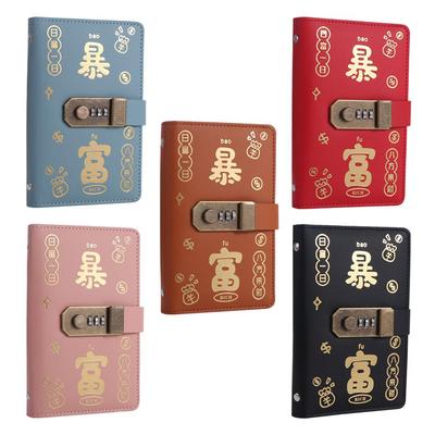 Portable Budget Binder with Lock PU Leather Planner Organizer Account Book  New Year's Gift
