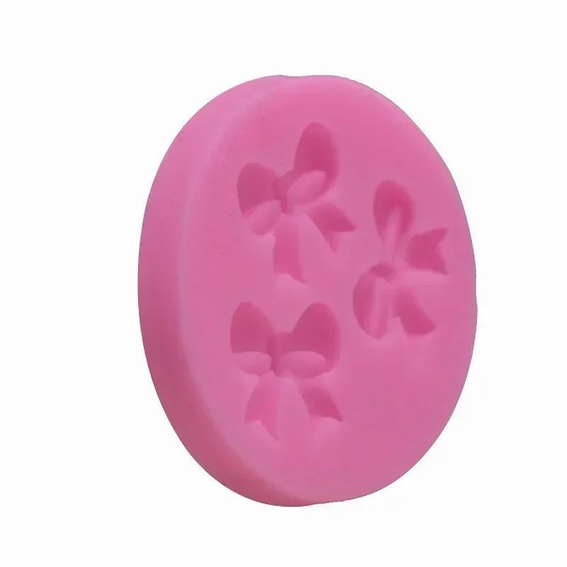 Mini 3-Grid Creative 3D Bow Silicone Mold DIY Candy Mold Kitchen Baking Cake Decoration Tool Candle Handmade Soap Mold Wholesale