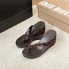 Round head slope heel pinch foot women's flip-flops 2025 summer new casual outer wear fashionable versatile temperament cool slippers
