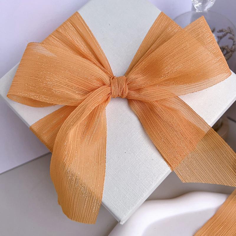 1PC Silver Glitter Ribbon Sparkling Organza Ribbon Ribbon Bow Wedding Cards & Invitations