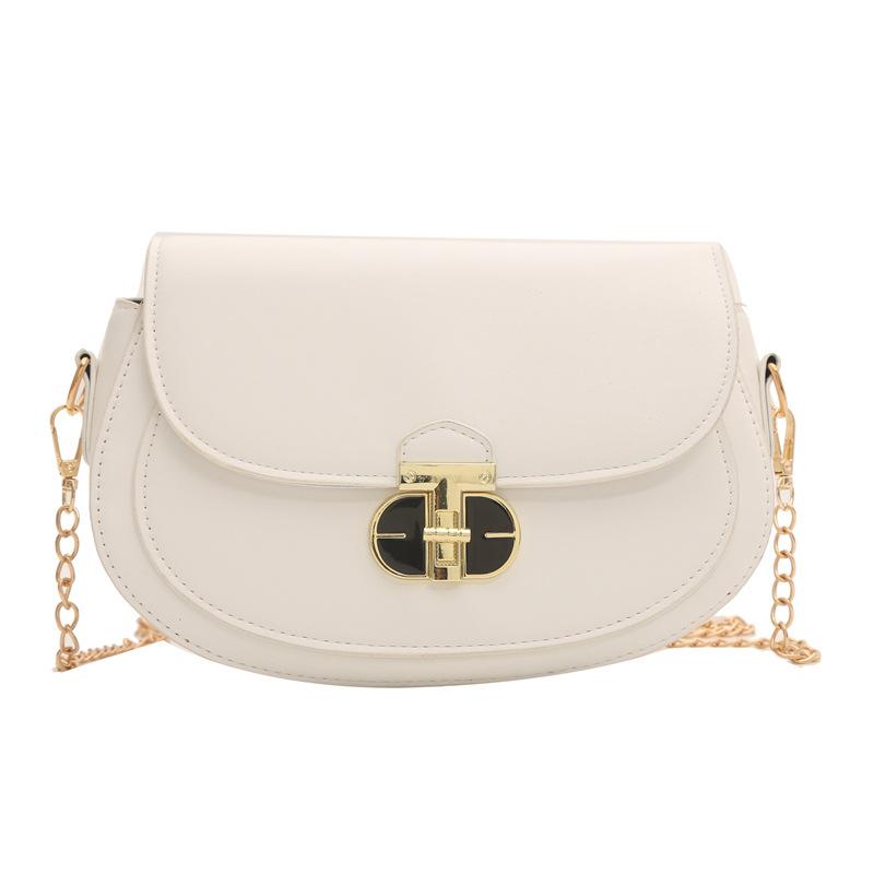 Pu Small Square Bag Fashion Lock Shoulder Bag Niche Versatile Women'S Bag Simple Commuter Messenger Bag