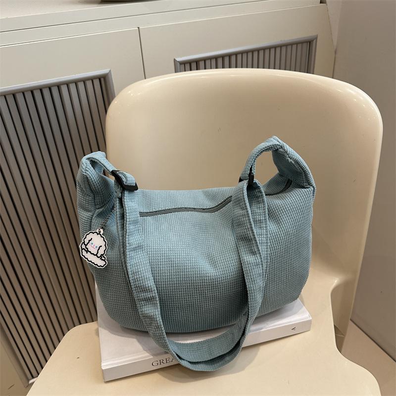 New Candy Color Waffle Art Student Versatile Simple Daily Women's Shoulder Crossbody Bag
