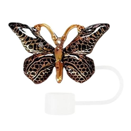 Cute Butterfly Straw Caps Silicone Toppers Covers for 10mm Straws, Dust-Proof Reusable Party Charms Guests Tumblers, Colorful Tips Accessories Coffee