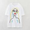 2024 Summer Womens Large Printed Round Neck Comfortable Breathable Tshirt Womens Casual Harajuku Retro Tshirt Tops