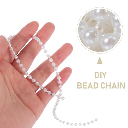 EXCEART Artificial Pearl Chain, Beaded Chain, Pearl Braid Chain, Obi-jime, 4mm Pearls, White Pearls, Craft Decoration, Pearl Garland, 10m, DIY, Handma