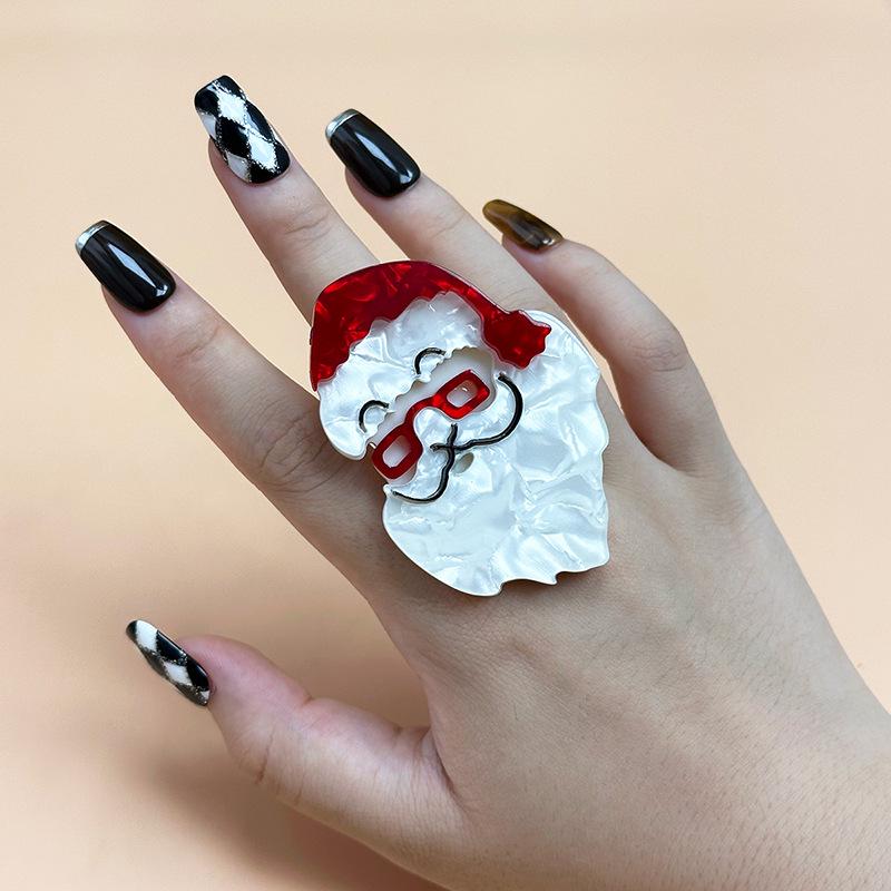 Трансграничное Рождественское Кольцо-Акриловое Модное Ювелирное Изделие Санта-Клаус