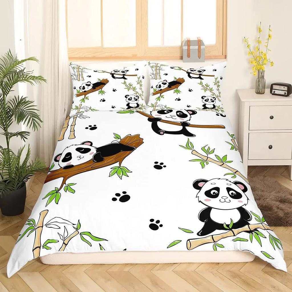 Animal Panda King Full Bedidng Set Kids Romantic Bedding Set Cartoon Animal Duvet Cover Bicycle Balloon Dragonfly Quilt Cover