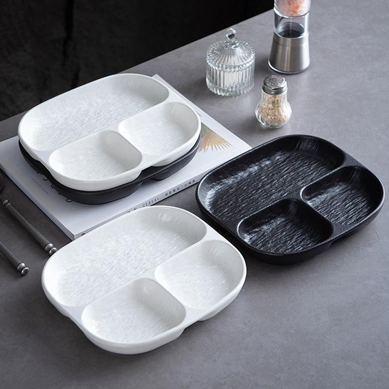 Ceramic Portion Regulation Plate With 3 Compartments Divided Breakfast Dinner Plate Appetizers Platter Dessert Serving Dish