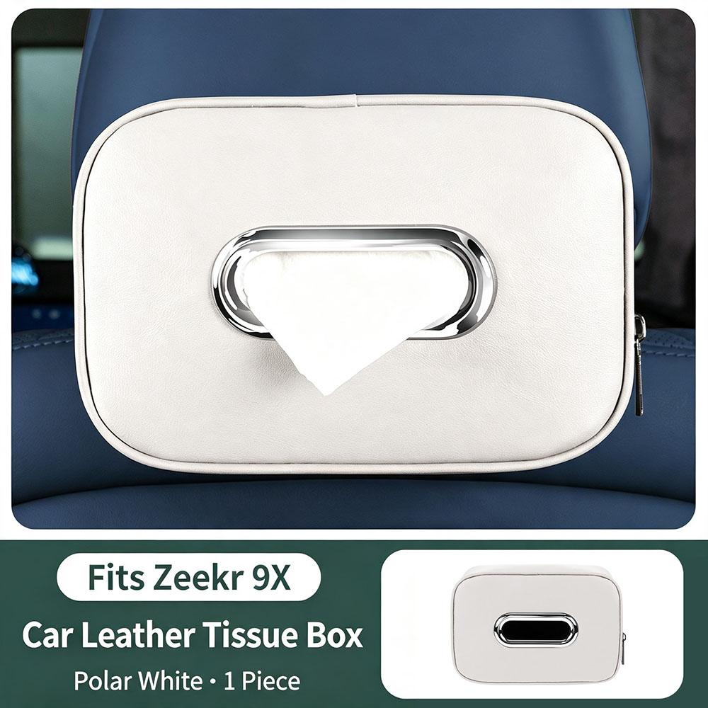 For Zeekr 9X Car Tissue Box Seat Back Drawn Paper Bag Hanging Storage Tissue Bag Interior Modification Leather Accessories