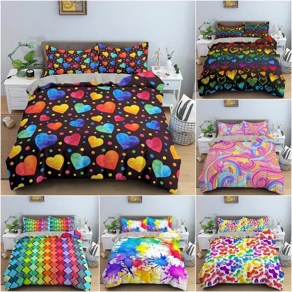Colorful Geometric Comfortable Duvet Quilt Cover Pillowcase Bedding Set Children Bedroom Decoration Home Textile