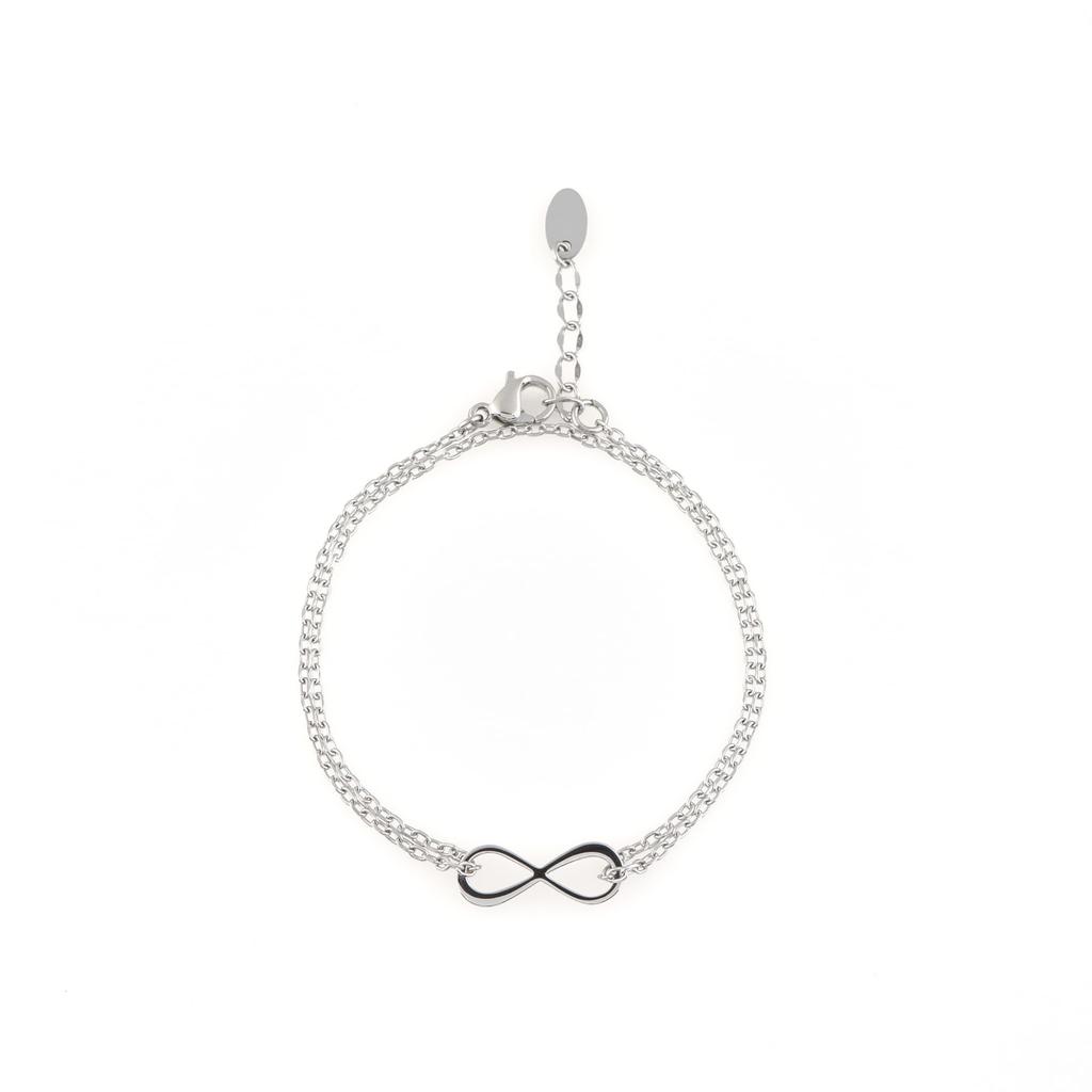 Bracelet for Women and Men Allergy Chain Infinity Hawaiian Silver Pair with Adjuster [Alavel] [Metal Compatible] Leave-on