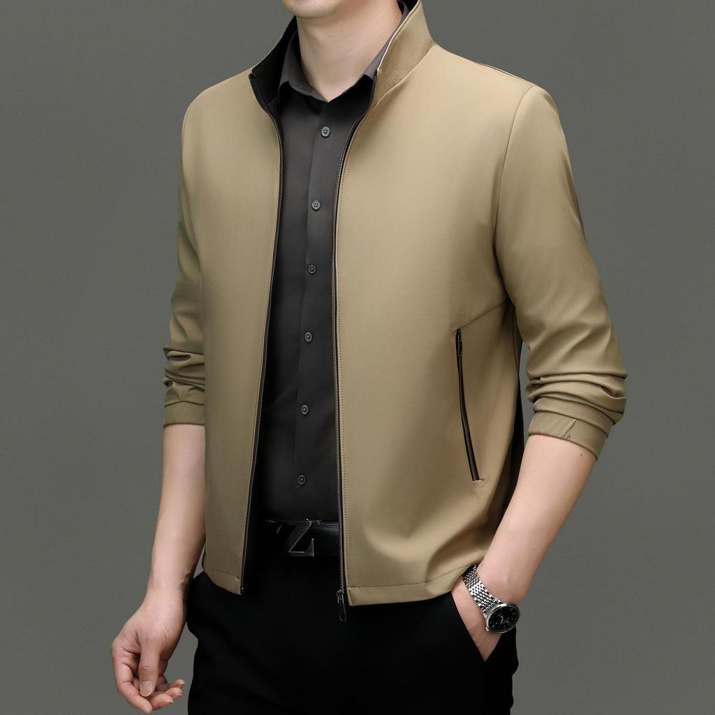 2024 Men's Autumn Casual Stand Collar Jacket - Versatile Business Style for Dad and Young