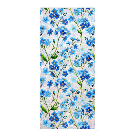 Flower Window Privacy Film, Decorative Static Cling Stickers, Waterproof Glass Cling, 39.4x17.7in Anti-Glare Static Glass Sticker for Home Bathroom
